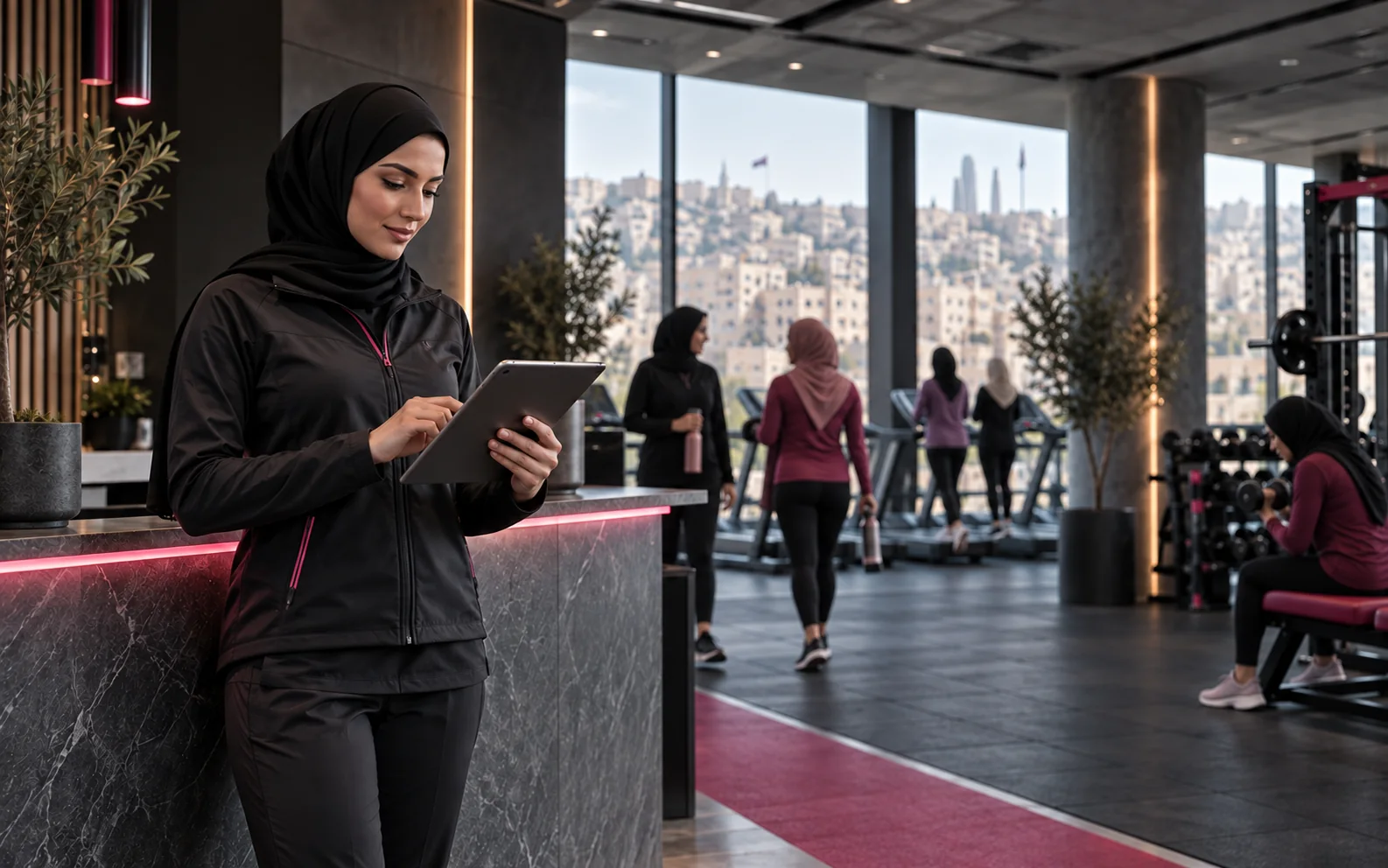 موظفات Glam Fit يقدمن الخدمة داخل النادي